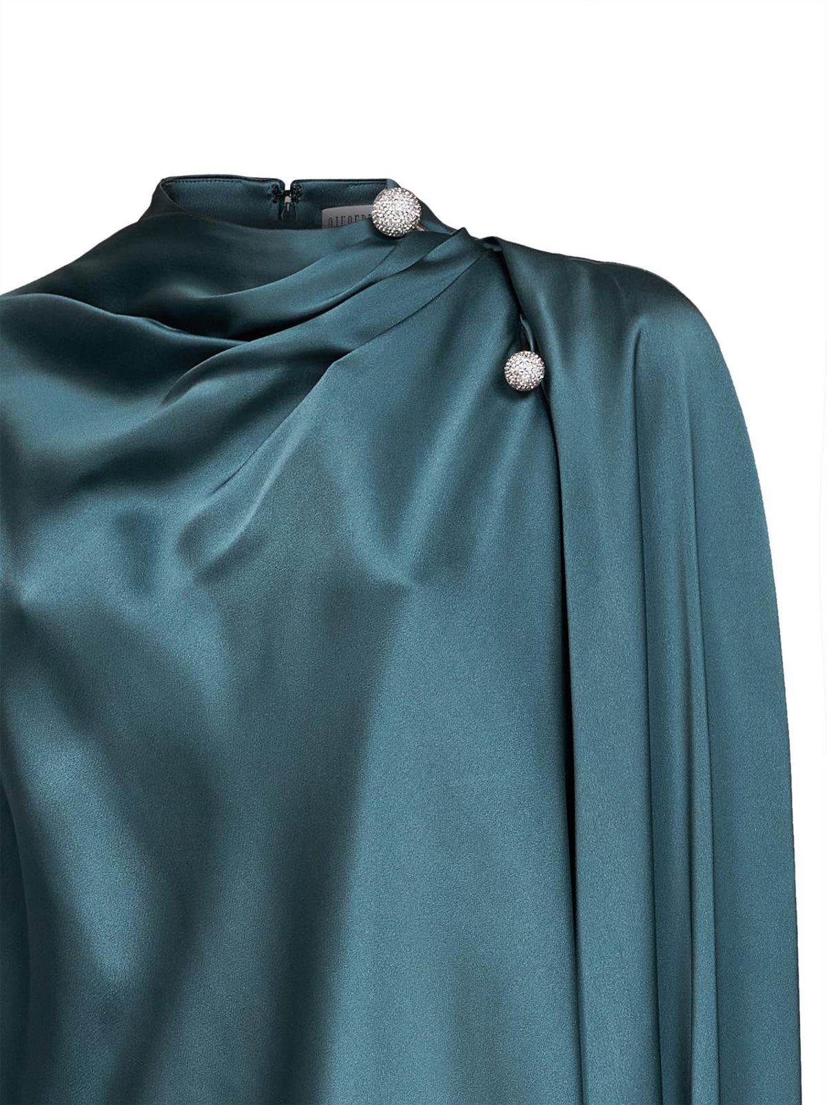 Giuseppe Di Morabito Women Teal Satin Mini Dress With Jeweled Detail