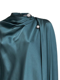 Giuseppe Di Morabito Women Teal Satin Mini Dress With Jeweled Detail