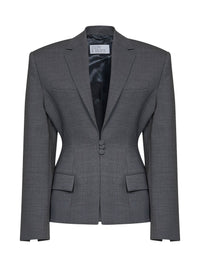 Giuseppe Di Morabito Women Dark Grey Virgin Wool Canvas Fitted-Waist Blazer