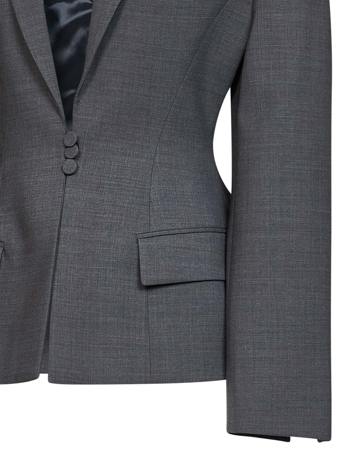 Giuseppe Di Morabito Women Dark Grey Virgin Wool Canvas Fitted-Waist Blazer