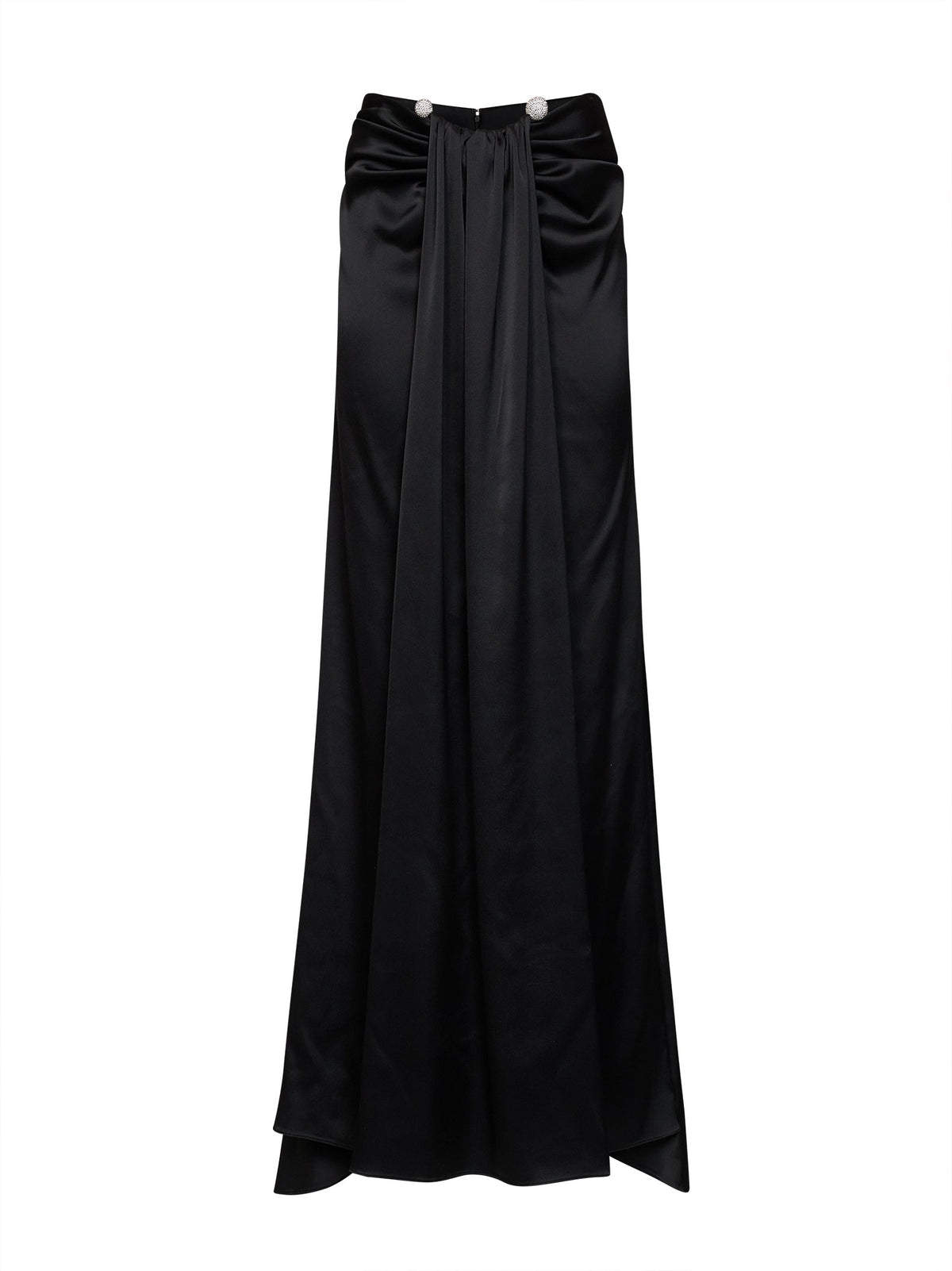 Giuseppe Di Morabito Women Black Satin Maxi Skirt With Jeweled Detail