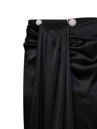 Giuseppe Di Morabito Women Black Satin Maxi Skirt With Jeweled Detail