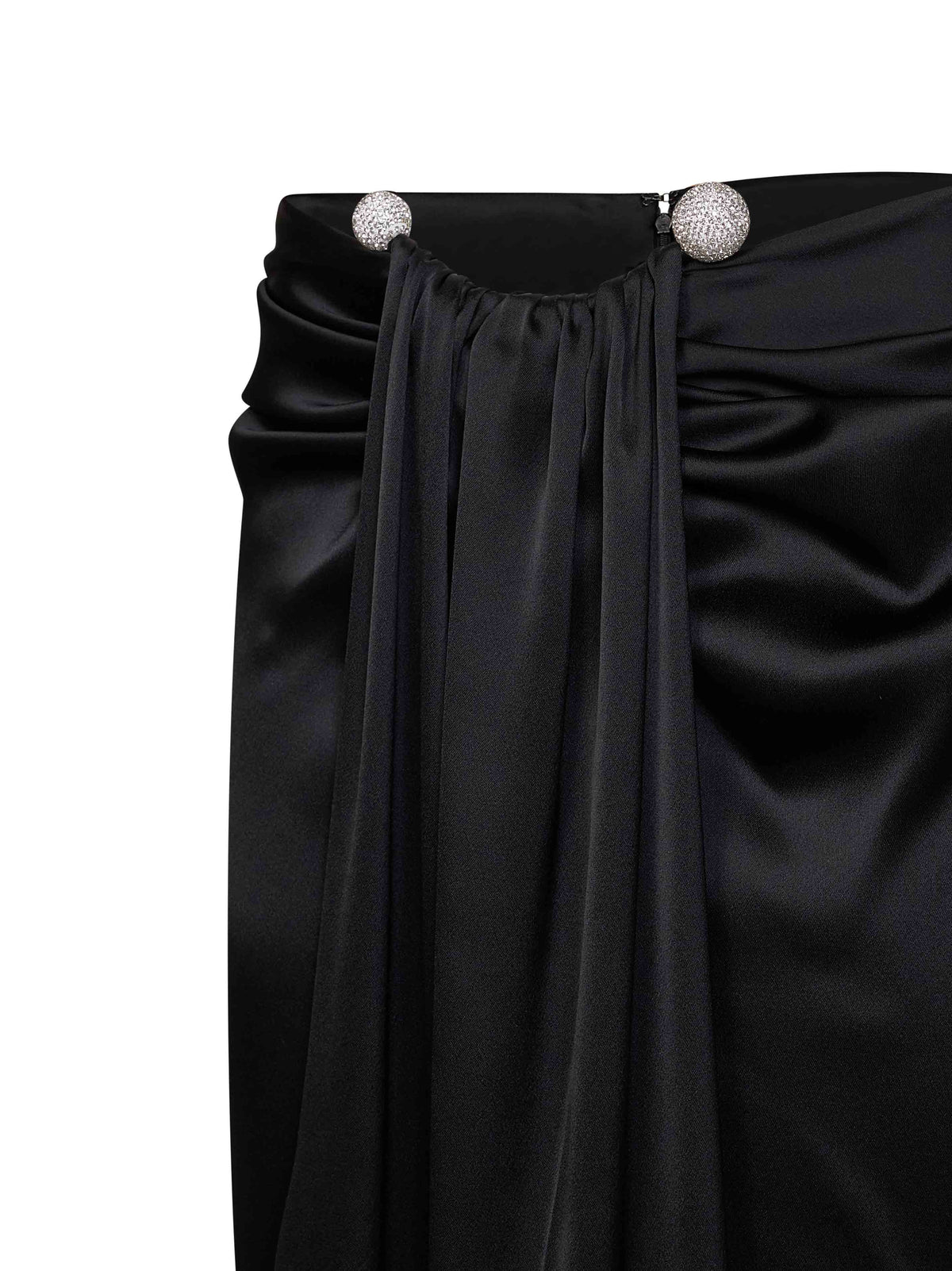 Giuseppe Di Morabito Women Black Satin Maxi Skirt With Jeweled Detail