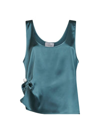 Giuseppe Di Morabito Women Oil Green Satin Draped Top