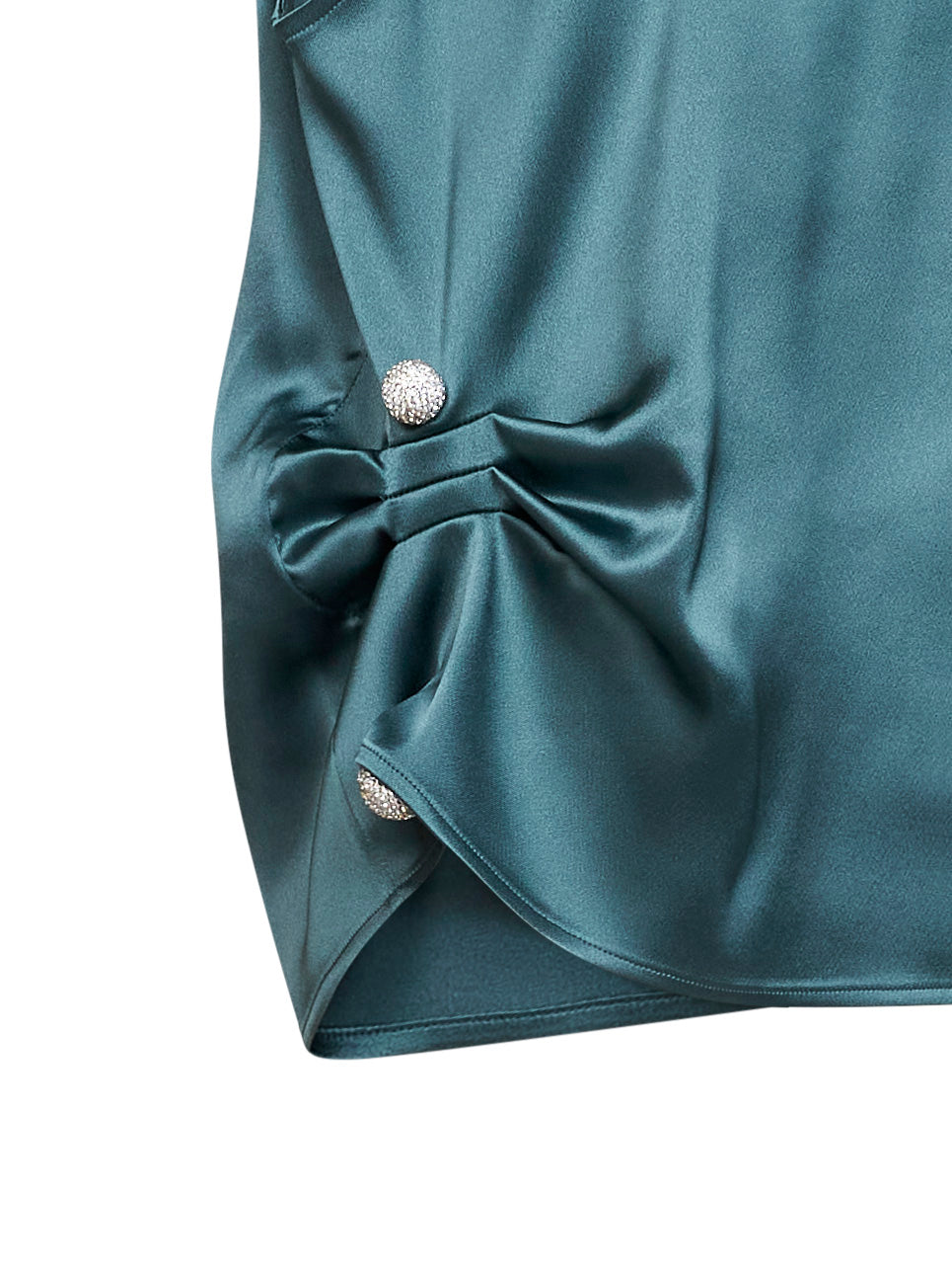 Giuseppe Di Morabito Women Oil Green Satin Draped Top