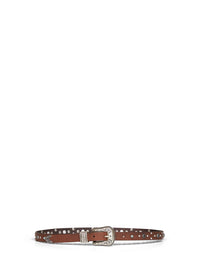 Golden Goose Women Brown Washed Leather Lace Thin Belt With Stud Details