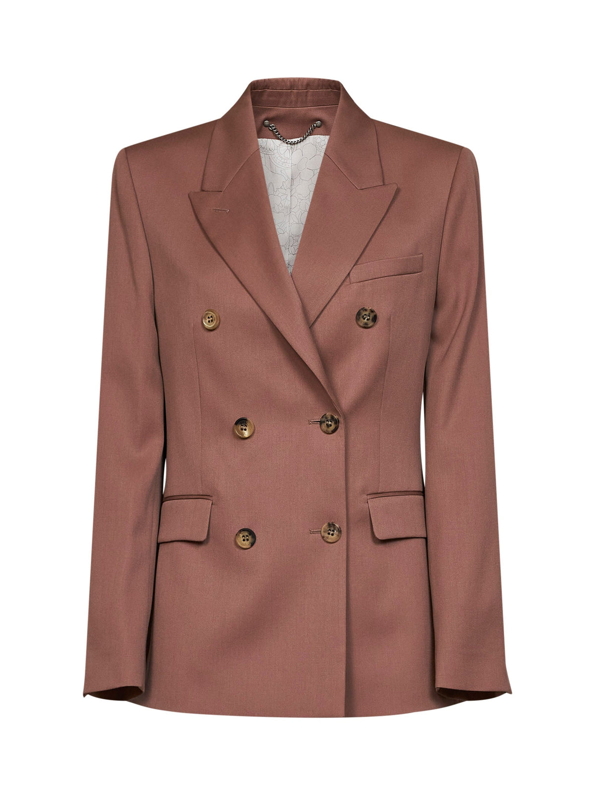 Golden Goose Women Bronze Pink Wool Gabardine Journey Double-Breasted Blazer