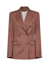 Golden Goose Women Bronze Pink Wool Gabardine Journey Double-Breasted Blazer
