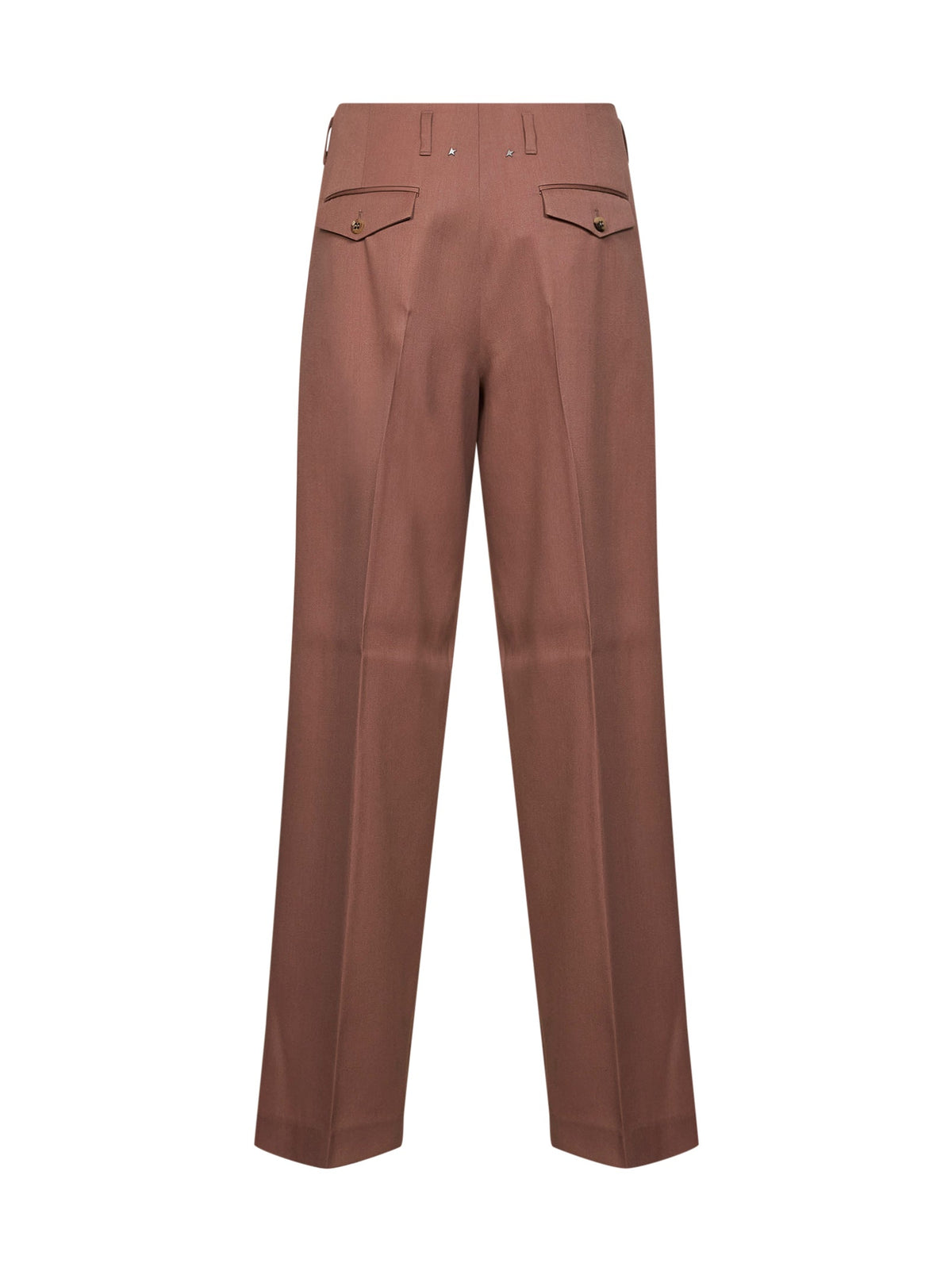 Golden Goose Women Bronze Pink Wool Gabardine Journey Wide-Leg Trousers
