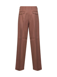 Golden Goose Women Bronze Pink Wool Gabardine Journey Wide-Leg Trousers