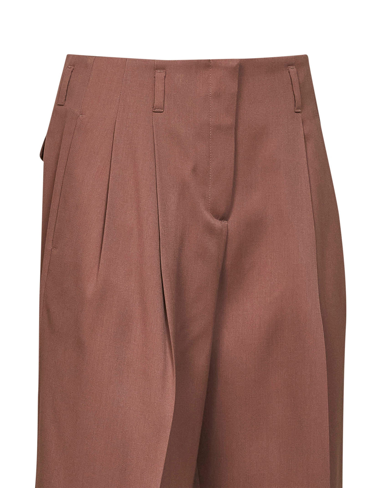Golden Goose Women Bronze Pink Wool Gabardine Journey Wide-Leg Trousers