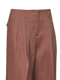 Golden Goose Women Bronze Pink Wool Gabardine Journey Wide-Leg Trousers