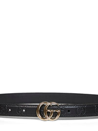 Gucci Women Black Gg Marmont Slim Belt