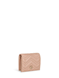 Gucci Women Pinky Beige Gg Marmont Card Case Wallet