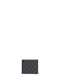 Gucci Men Black Leather Gg Bi-Fold Wallet<Br/>