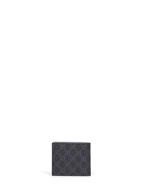 Gucci Men Black Leather Gg Bi-Fold Wallet<Br/>