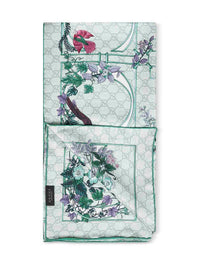 Gucci Women Green Printed Silk Twill Scarf