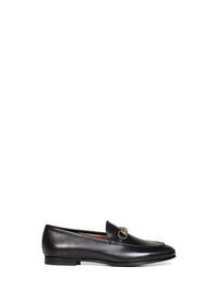 Gucci Women Black Leather Jordaan Horsebit Loafers