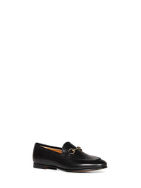 Gucci Women Black Leather Jordaan Horsebit Loafers