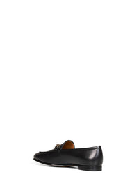Gucci Women Black Leather Jordaan Horsebit Loafers