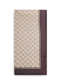 Gucci Women Brown Laminated Printed Silk Twill Carré