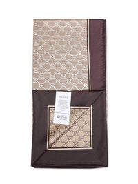Gucci Women Brown Laminated Printed Silk Twill Carré