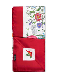 Gucci Women Off-White And Red Printed Silk Twill Scarf