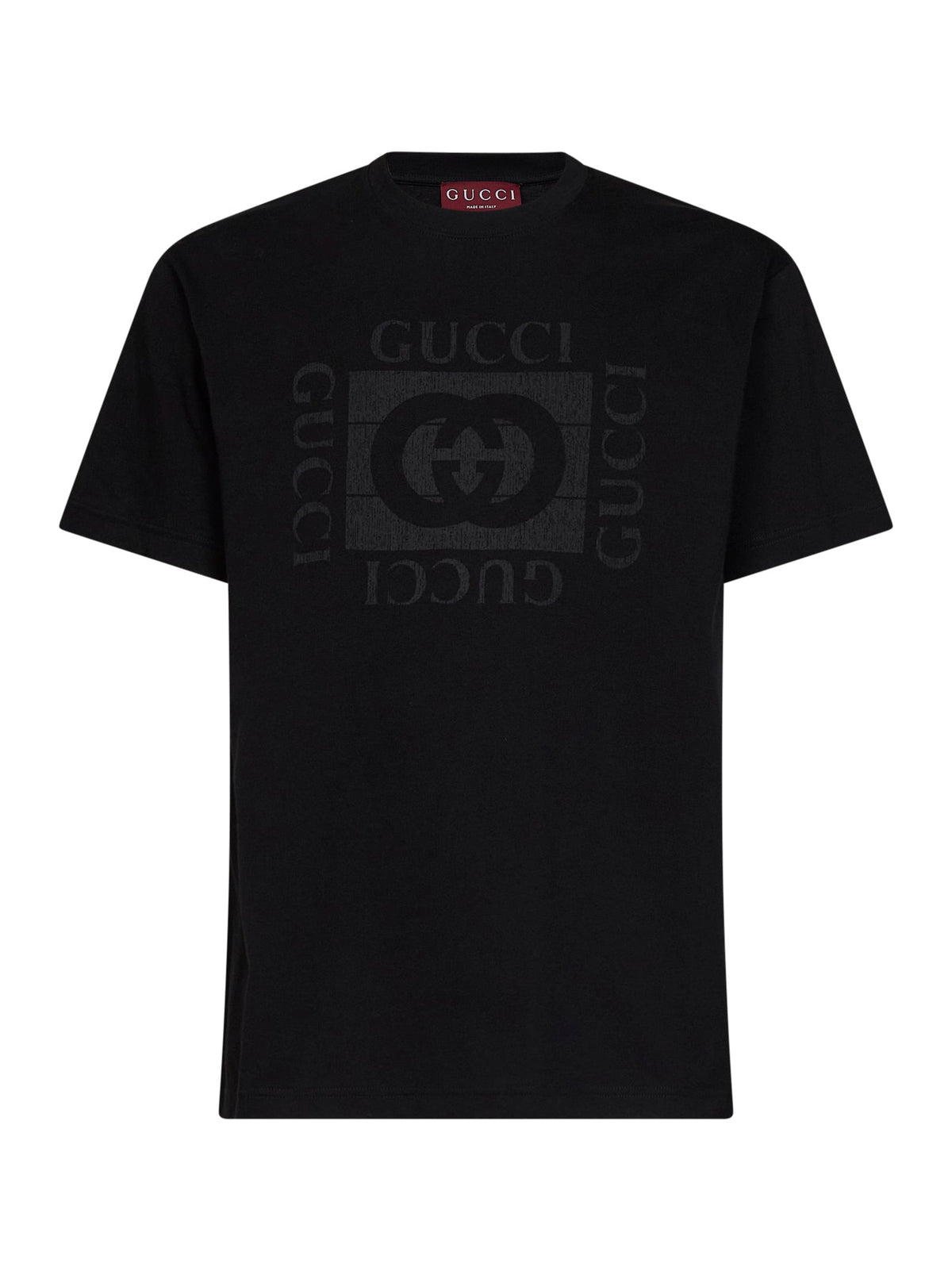 Gucci Men Black Cotton Jersey Printed T-Shirt