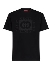Gucci Men Black Cotton Jersey Printed T-Shirt