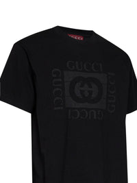 Gucci Men Black Cotton Jersey Printed T-Shirt