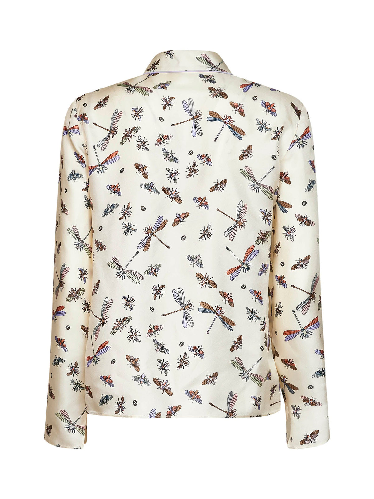 Gucci Women Ivory Printed Silk Twill Shirt