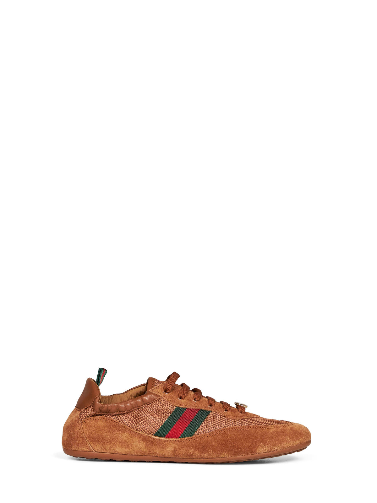 Gucci Women Brown Technical Fabric And Suede Gucci Shift Sneakers