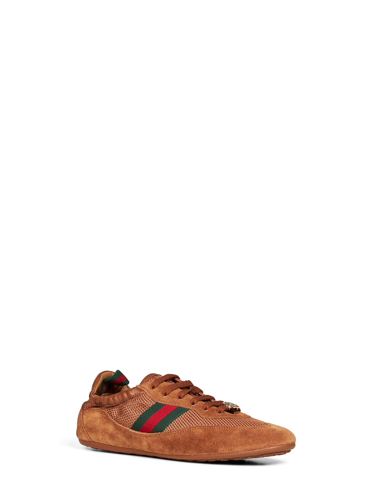 Gucci Women Brown Technical Fabric And Suede Gucci Shift Sneakers