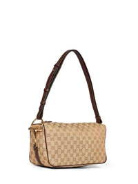 Gucci Women Sand And Dark Brown Gucci Half Horsebit Medium Shoulder Bag
