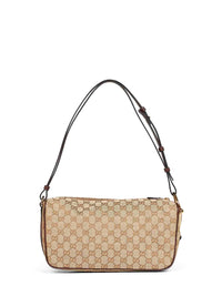 Gucci Women Sand And Dark Brown Gucci Half Horsebit Medium Shoulder Bag