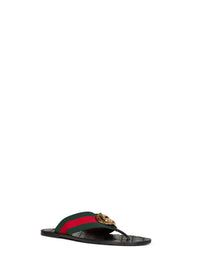 Gucci Men Leather And Web Ribbon Riviera Thong Sandals