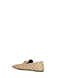 Gucci Women Beige Gg Canvas Horsebit Loafers