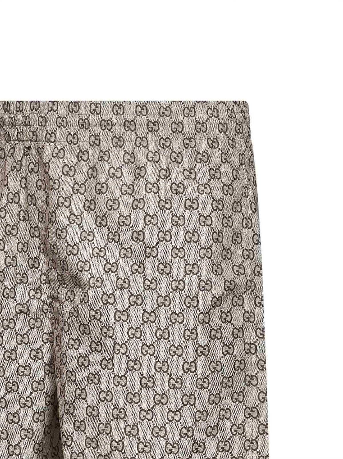 GUCCI Gucci Men Brown Printed Polyester Poplin Swimsuit