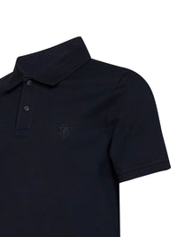 Gucci Men Blue Cotton Pique Embroidered Polo Shirt