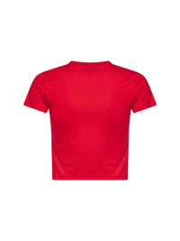 Gucci Women Red Jersey Cropped T-Shirt With Devoré Detail