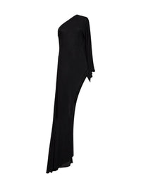 Gucci Women Black Viscose Jersey Asymmetric Long Dress