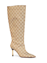 Gucci Women Beige Gg Canvas Bombshell Boots