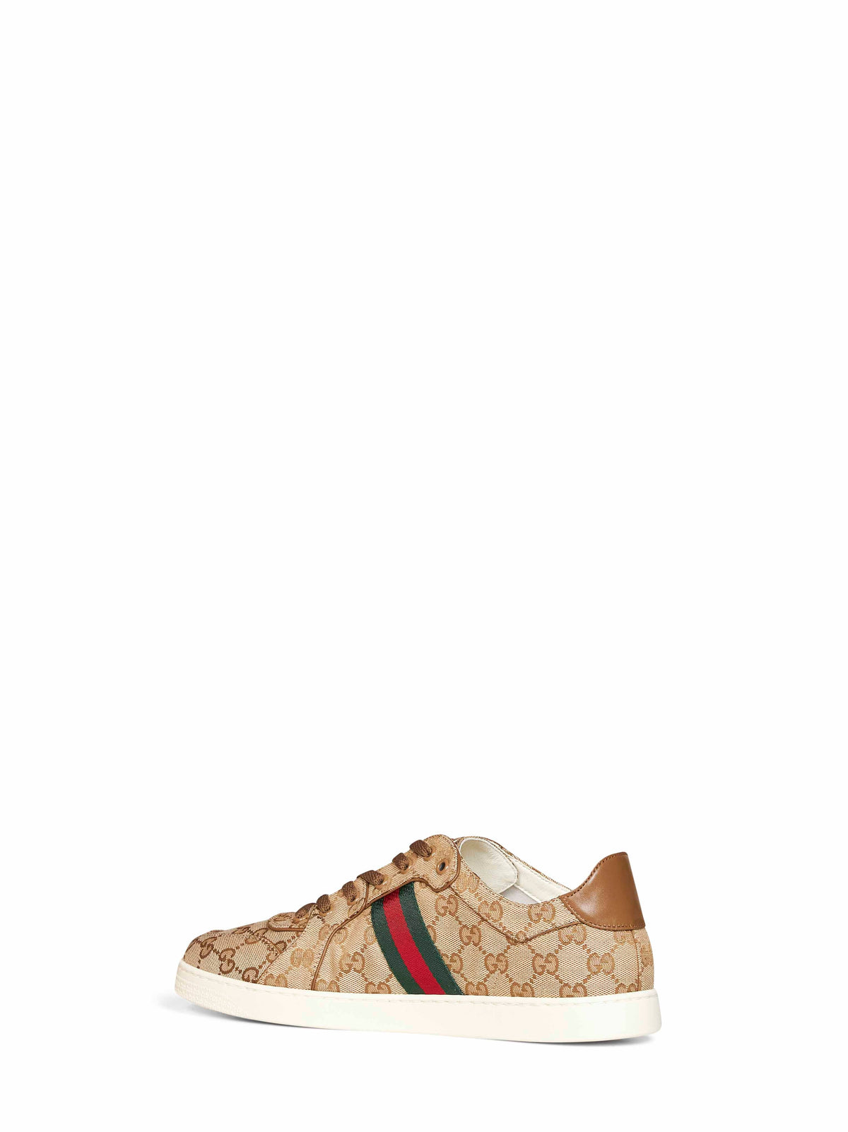 Gucci Men Sand And Dark Brown Gg Canvas Stretch Low-Top Sneakers