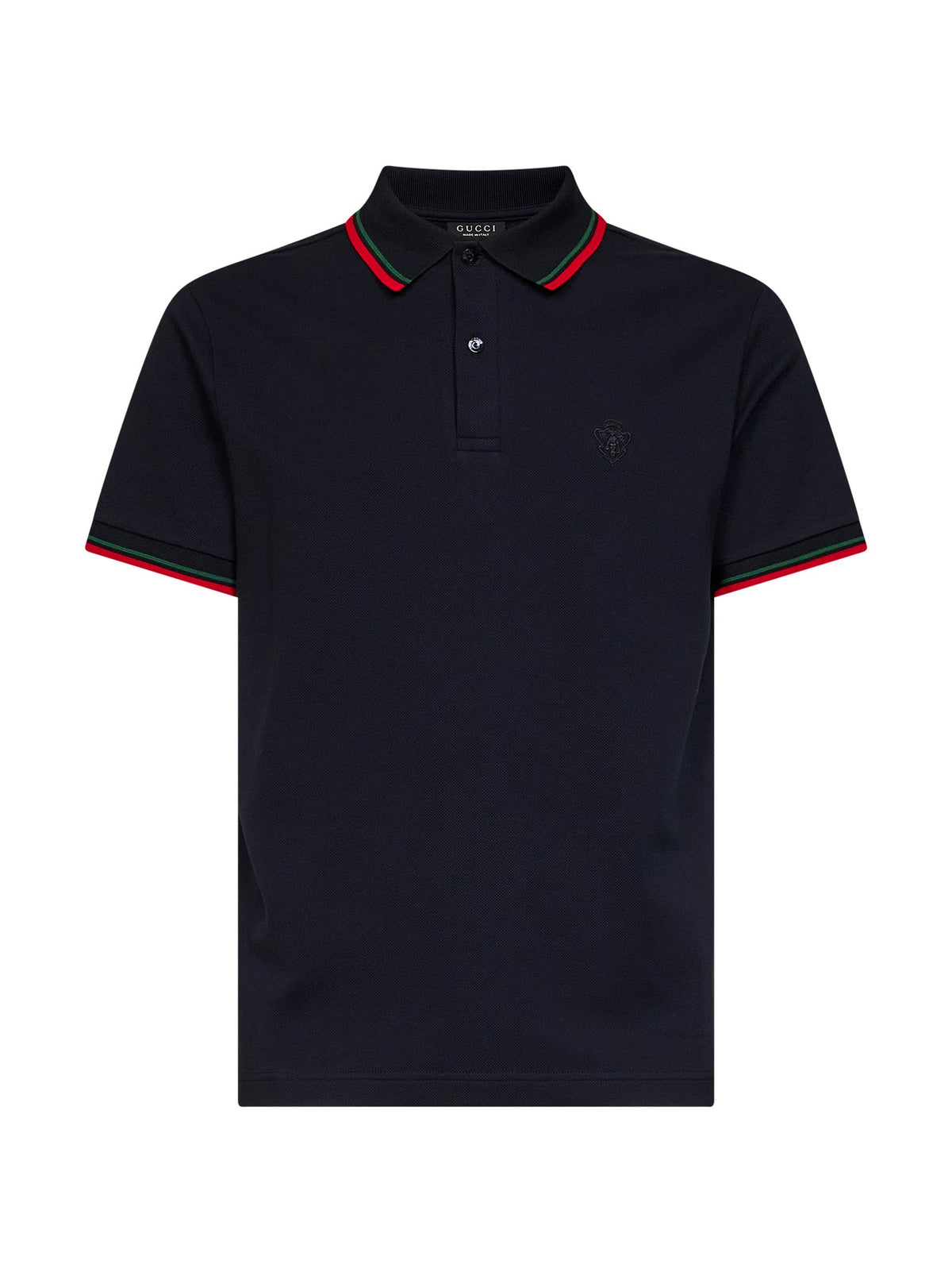 Gucci Men Blue Stretch Cotton Piqué Embroidered Polo Shirt