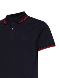 Gucci Men Blue Stretch Cotton Piqué Embroidered Polo Shirt