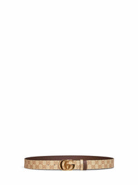 Gucci Men Sand And Dark Brown Cut Gg Marmont Reversible Belt