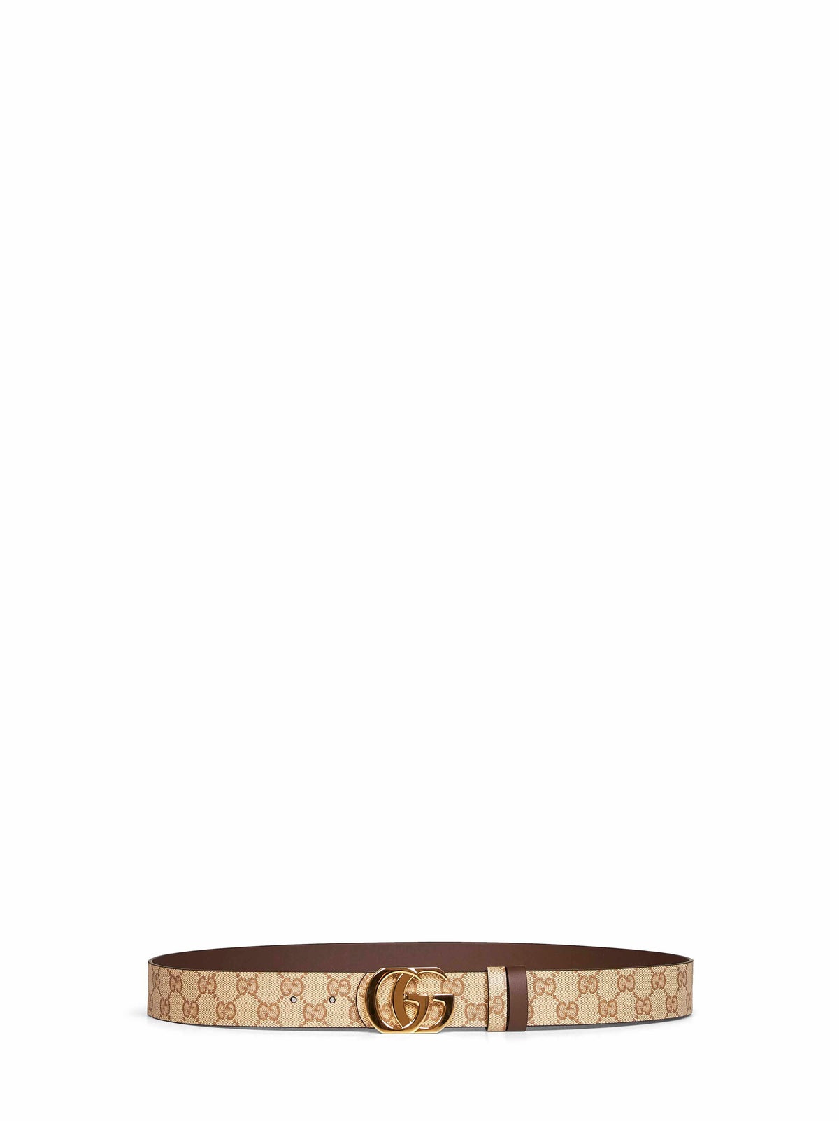 Gucci Men Sand And Dark Brown Cut Gg Marmont Reversible Belt