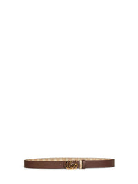 Gucci Men Sand And Dark Brown Cut Gg Marmont Reversible Belt