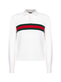 Gucci Men White Web Striped Polo