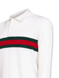 Gucci Men White Web Striped Polo
